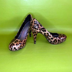 Worthington Jean Leopard Patent Pumps